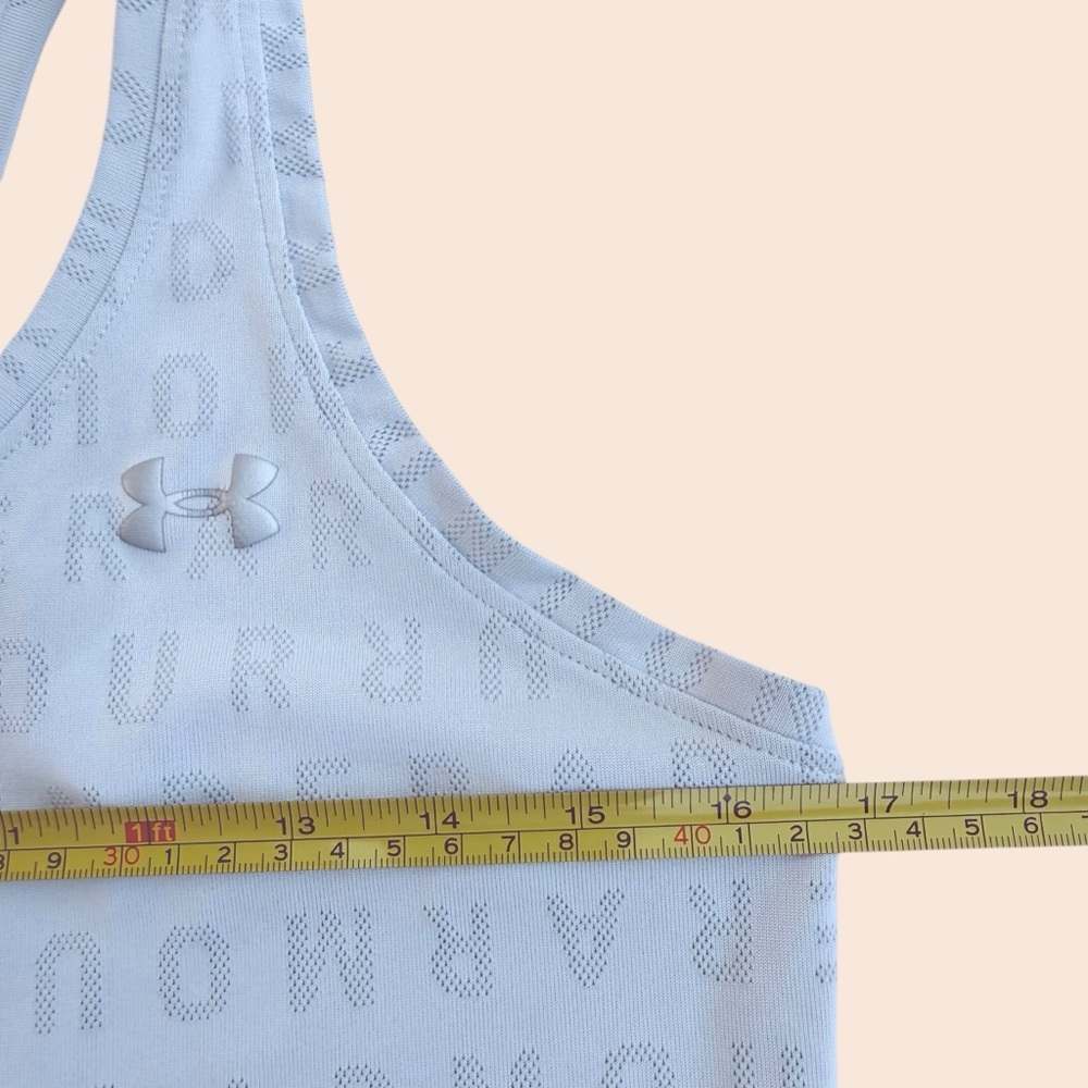 Women Under Armour Loose Fit Polyester Mesh Print Letters Tank Top Size M - Picture 5 of 5